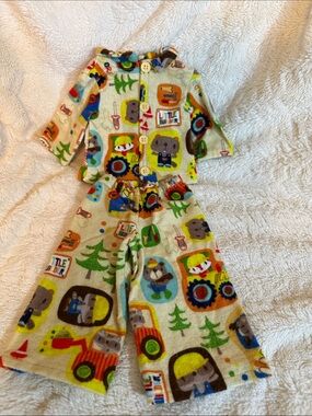 Little Builder Construction Bear Fleece Pajama Set Cream Multicolor 18" Doll Toy